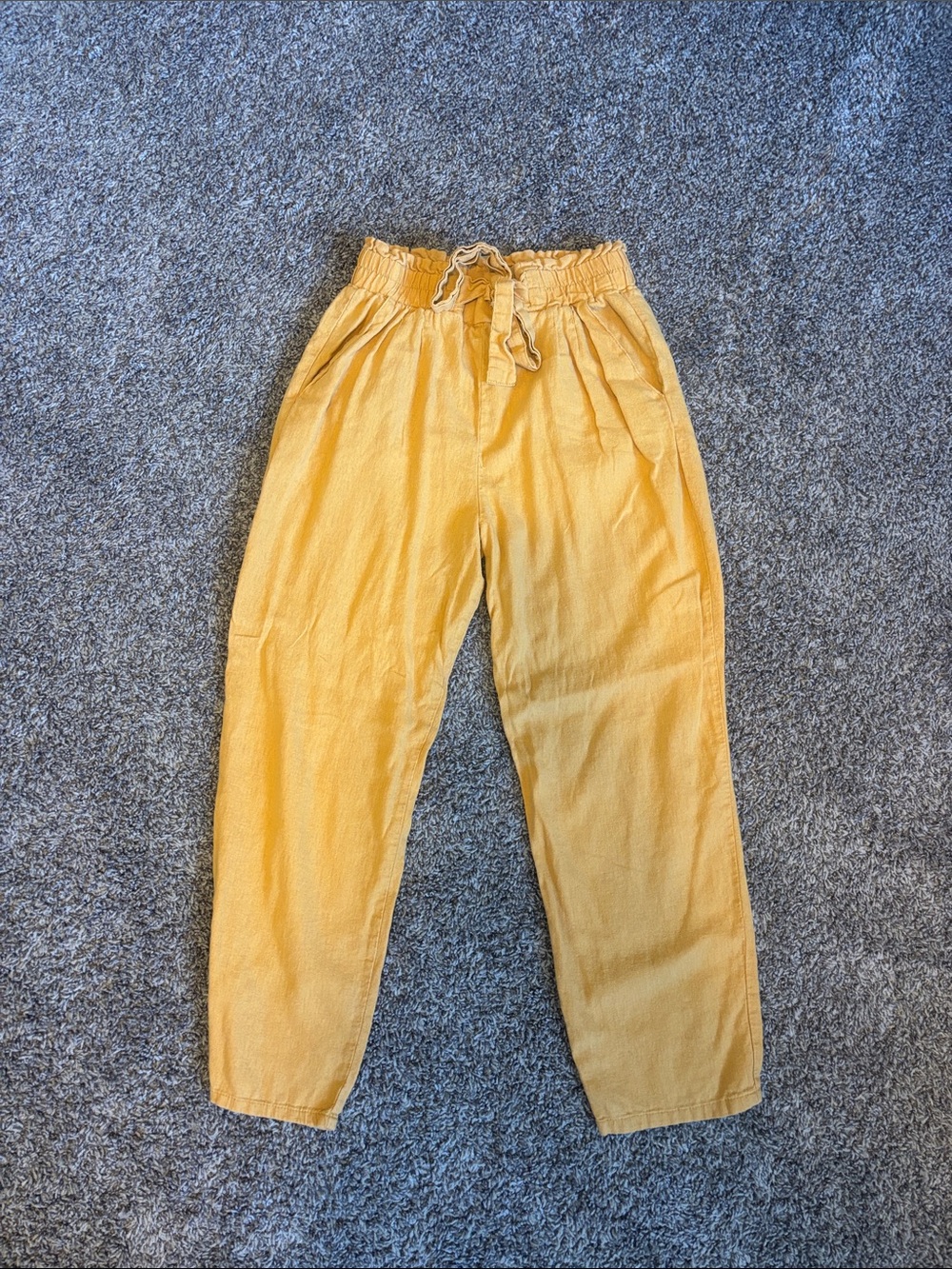 Ambiance Mustard Yellow Paperbag Waist Pants